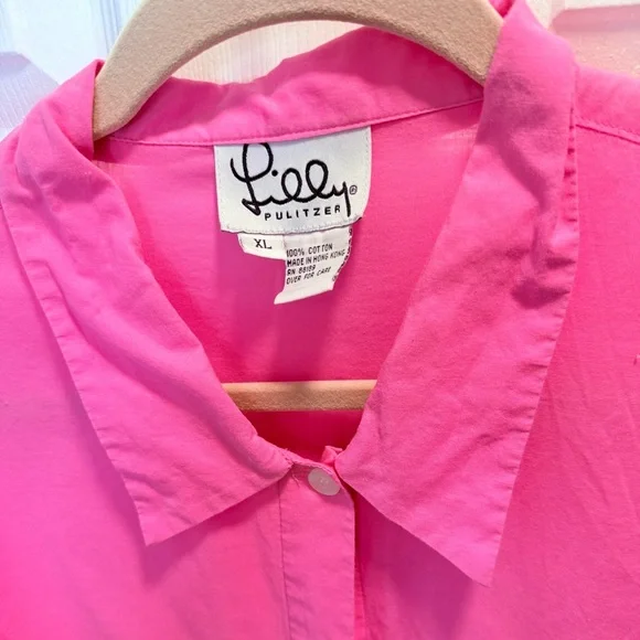 Lilly Pulitzer Hot Pink Button-Front Blouse - Picture 3 of 6